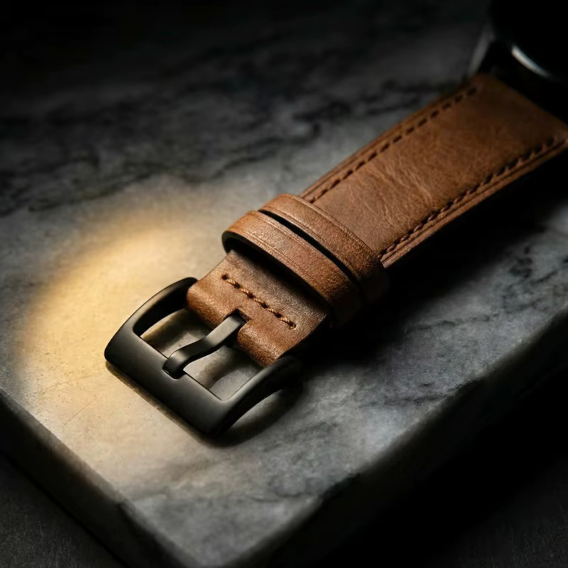 TINUORA Uhrenarmband Leder, Schwarz, Unisex - Bild 2