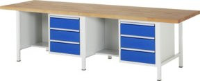 Rau Werkbank höhenverstellbar 8452A2 mit 6 Schubladen, B/T/H: 300 x 90 x 84-104 cm, Multicolour - Bild 1