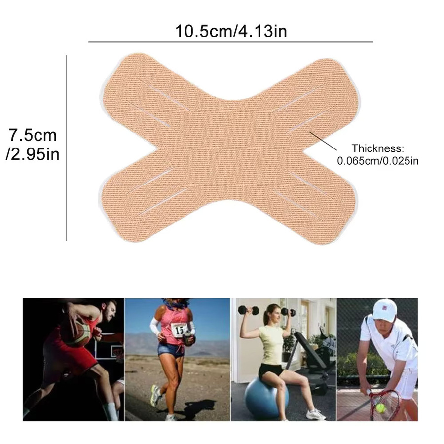 10 Stück WEFITON Kinesiologie-Tape in Schwarz, vorgeschnittenes elastisches X-förmiges Sport-Klebeband für Sport und Muskelzerrung, Unisex - Bild 3
