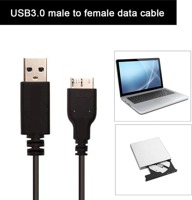USB 3.0 Typ A auf USB 3.0 Micro B Adapterkabel für externe Festplatten HDD in Schwarz - Bild 1