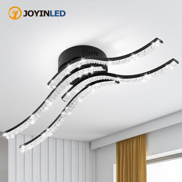 JOYINLED Wellenförmige LED-Deckenleuchte aus Acryl in Schwarz und Weiß, 32 W, 5500 K Kaltweiß, modernes Design für Wohnzimmer, Schlafzimmer und Küche - Bild 1