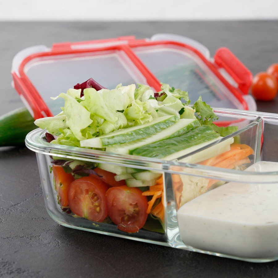 Fackelmann Meal Prep Frischhaltedose aus Glas mit Trennfächern, transparent, auslaufsicher und mikrowellenfest - Bild 2