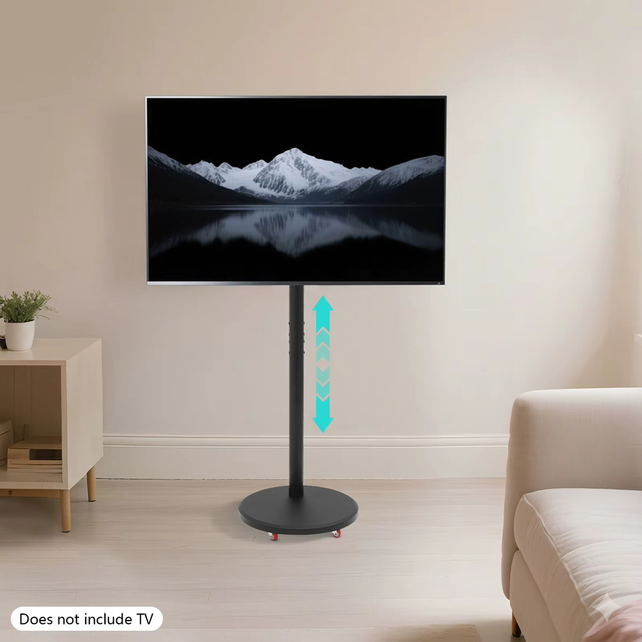 Bymaocar Mobiler TV-Ständer in Schwarz, Höhenverstellbare Freistehende TV-Halterung aus Metall mit 360 Grad Rotation für dein Home Office - Bild 3