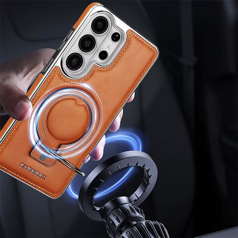 Magnetische Leder-Handyhülle für Samsung Galaxy S26 S25 S24 S23 Ultra Plus und S26 Edge in Lila - Bild 1