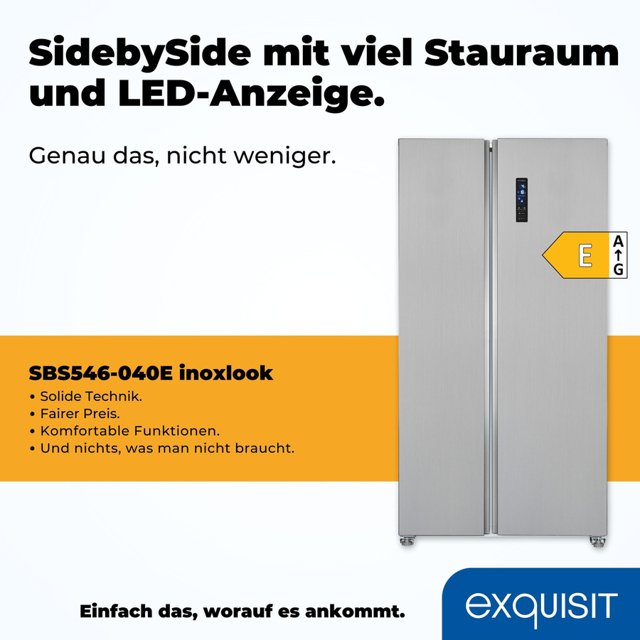 Exquisit Side by Side Kühlschrank SBS546-40E in Silver mit No Frost und Dynamic Cooling - Bild 3