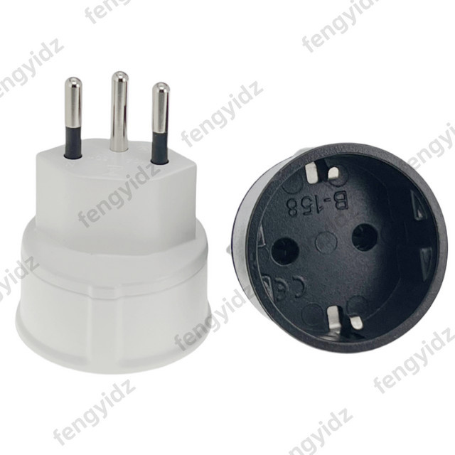 Fengyidz Reiseadapter von EU auf Schweiz, 3-Pin-Stecker, 10A 250V, Weiß - Bild 1