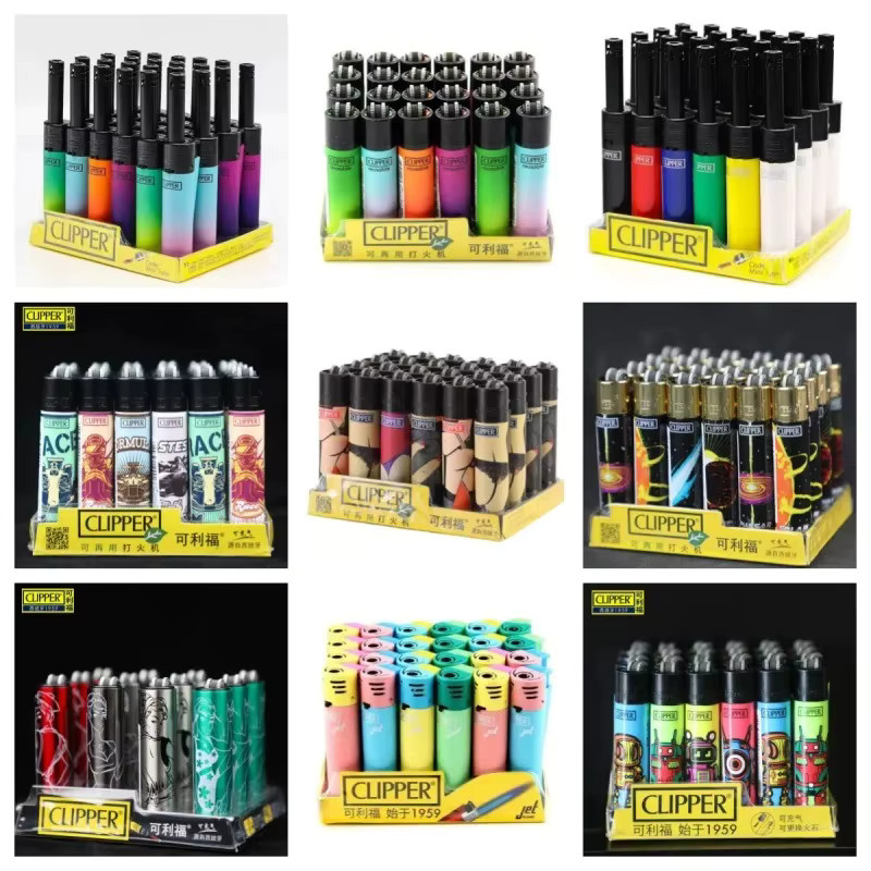 Clipper Schleifscheiben-Feuerzeug mit Mustern, nachfüllbares Butan-Gasfeuerzeug, Multicolor, 24 Stück - Bild 1