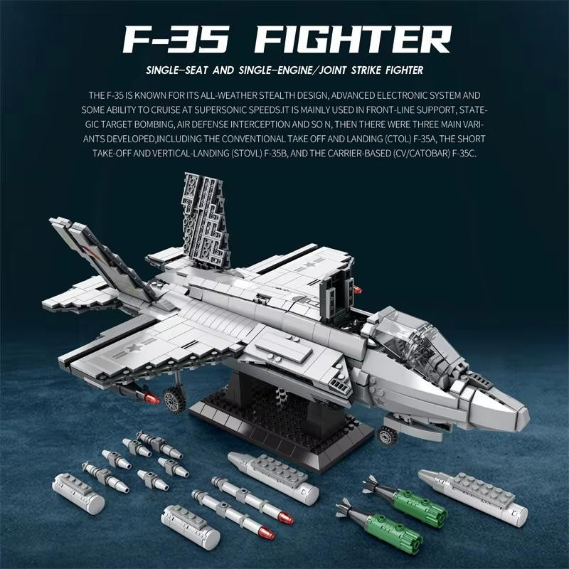 Linyi toy F35 Jäger Flugzeug Konstruktionsset - Bild 3