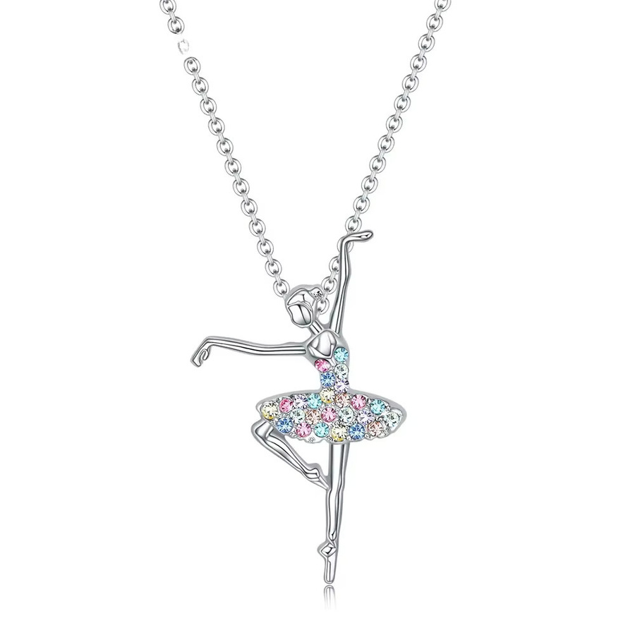Halskette Tanzende Ballerina-Anhänger, Silber, Zirkonia, Damen - Bild 1