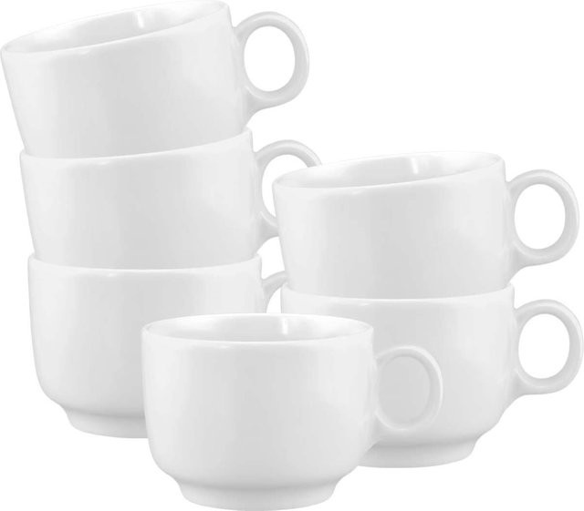 Seltmann Weiden Kaffeetassen Sento Home aus Porzellan, Weiß, 6er Set, 210 ml pro Tasse - Bild 1