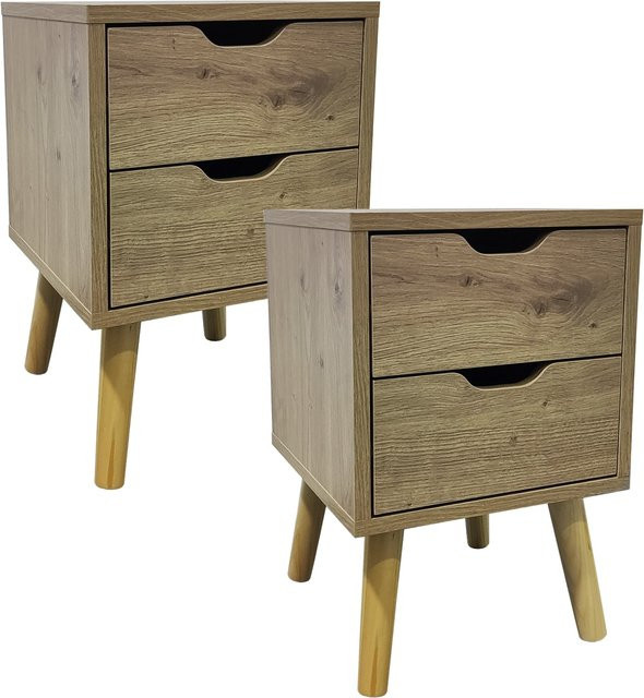 HTI-Living Nachttisch Thekla 2er-Set mit 2 Schubladen in Artisaneiche im skandinavischen Design - Bild 1