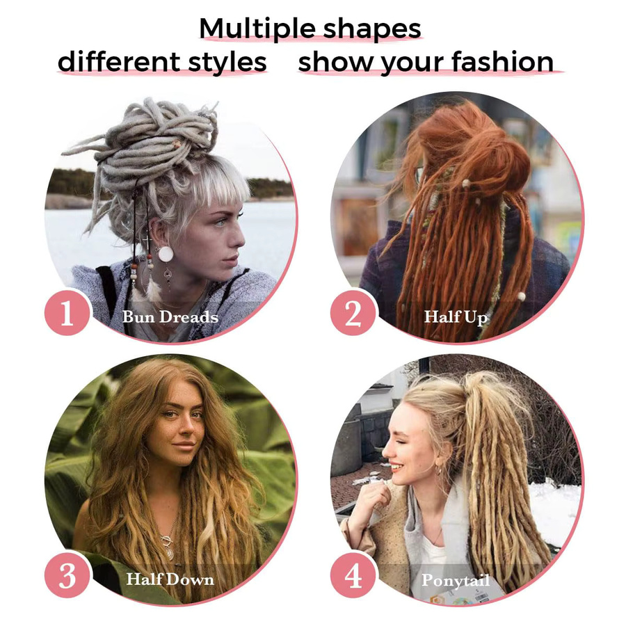 DinDong Synthetische Dreadlock-Haarverlängerungen, 5 Strähnen, Bunt - Bild 1