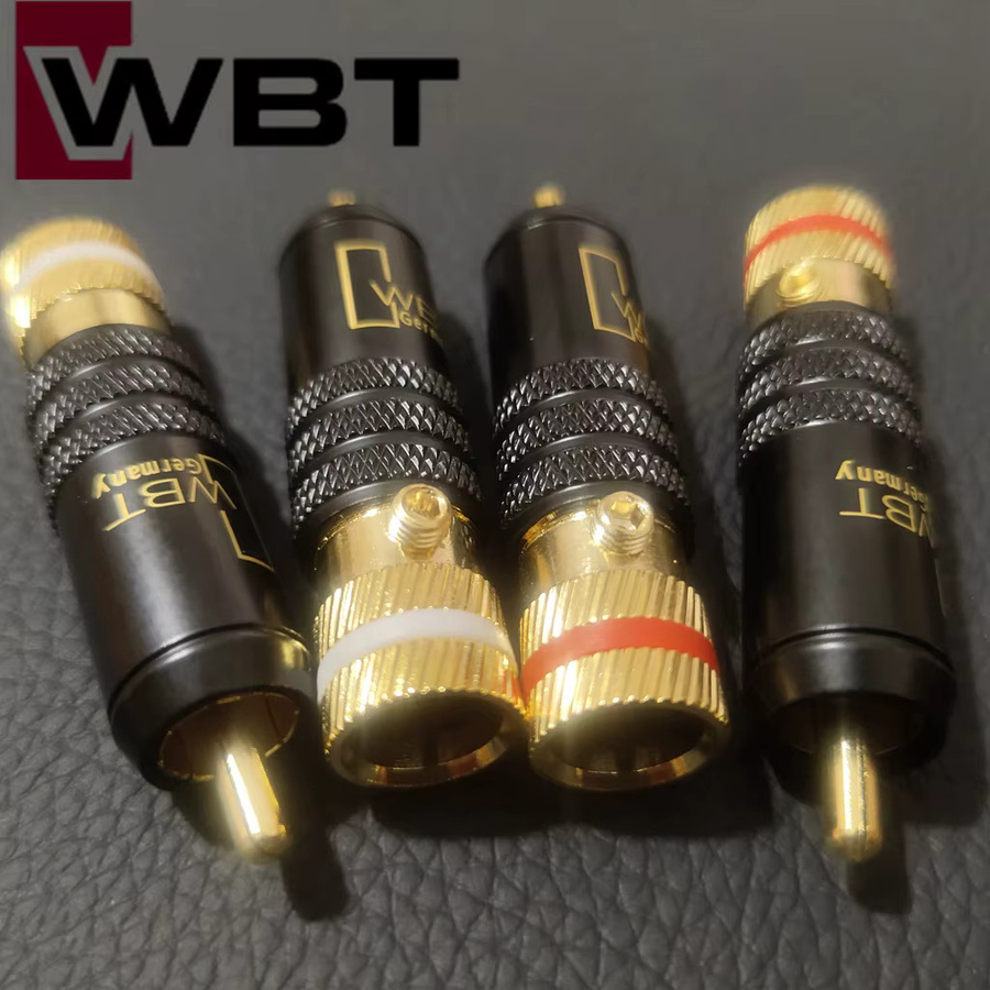 WBT RCA Stecker Set aus goldüberzogenem Kupfer, 4 Stück, zum Löten mit Selbstverriegelung, Gold - Bild 2