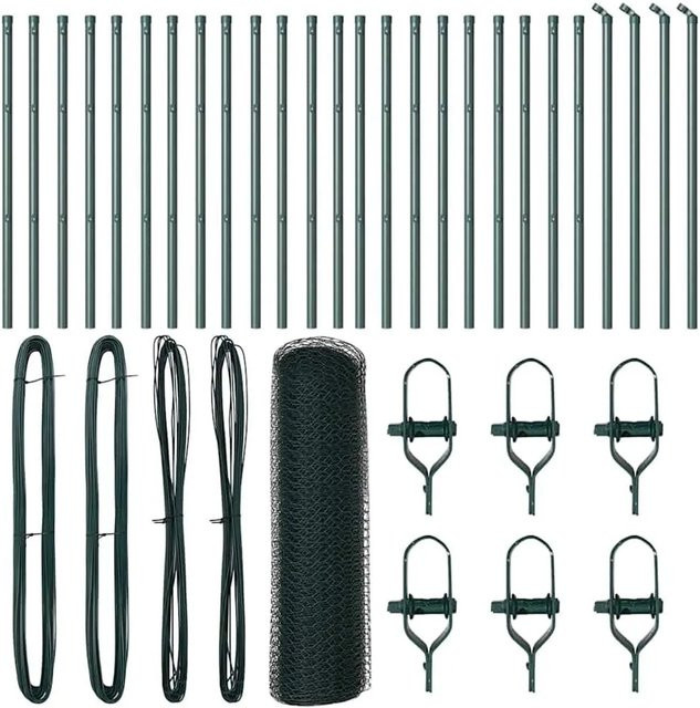 vidaXL Zaunpfosten aus Stahl und PVC in Grün, Höhe: 50 cm, Durchmesser: 2,5 cm - Bild 1