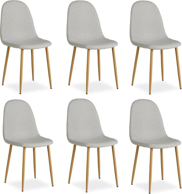 Homestyle4u 6er Set Esszimmerstühle modern in Grau mit Polsterung aus Polyester und Metallgestell - Bild 1