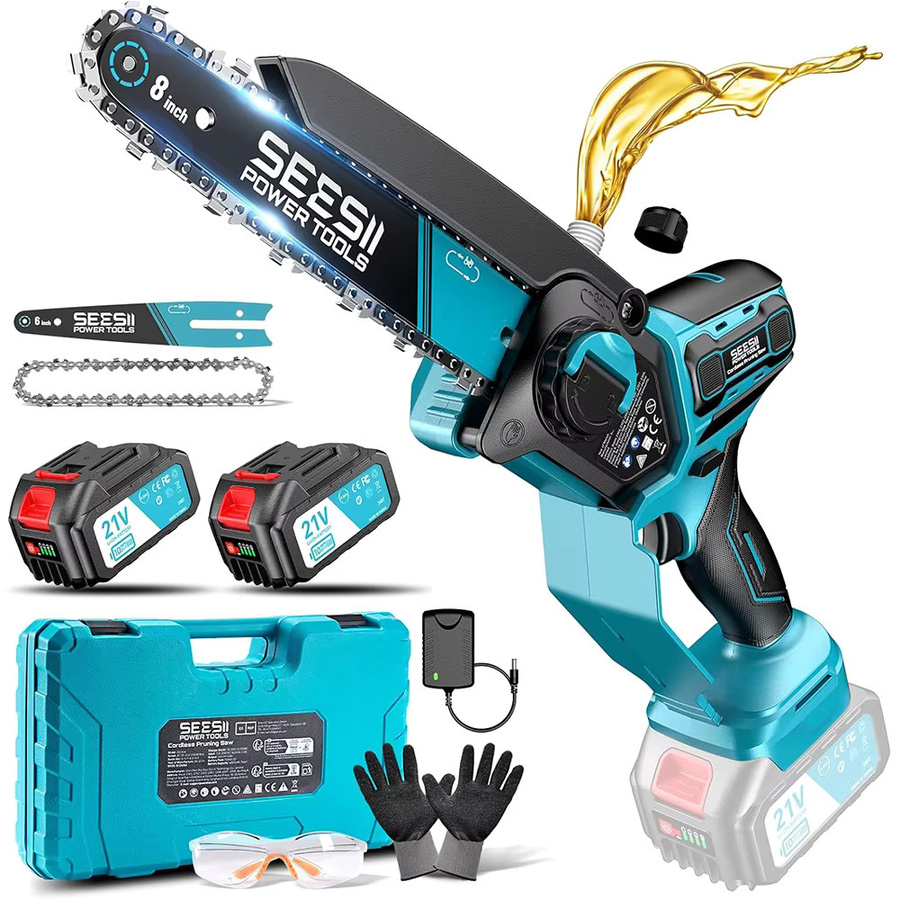 Seesii Bürstenlose Akku-Elektrosäge 1000W in Blau, kompatibel mit Makita 18V LXT Akku, für Gartenpflege und Holzbearbeitung (6 und 8 Zoll) - Bild 7