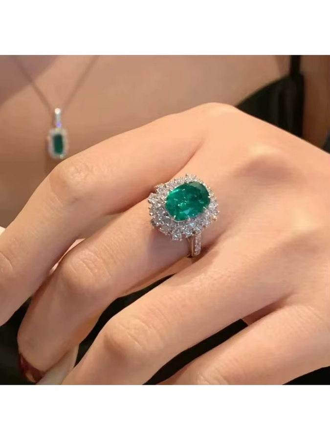 ZSHANSGL Offener Ring 925 Silber, Smaragd, Kristall, Damen - Bild 5