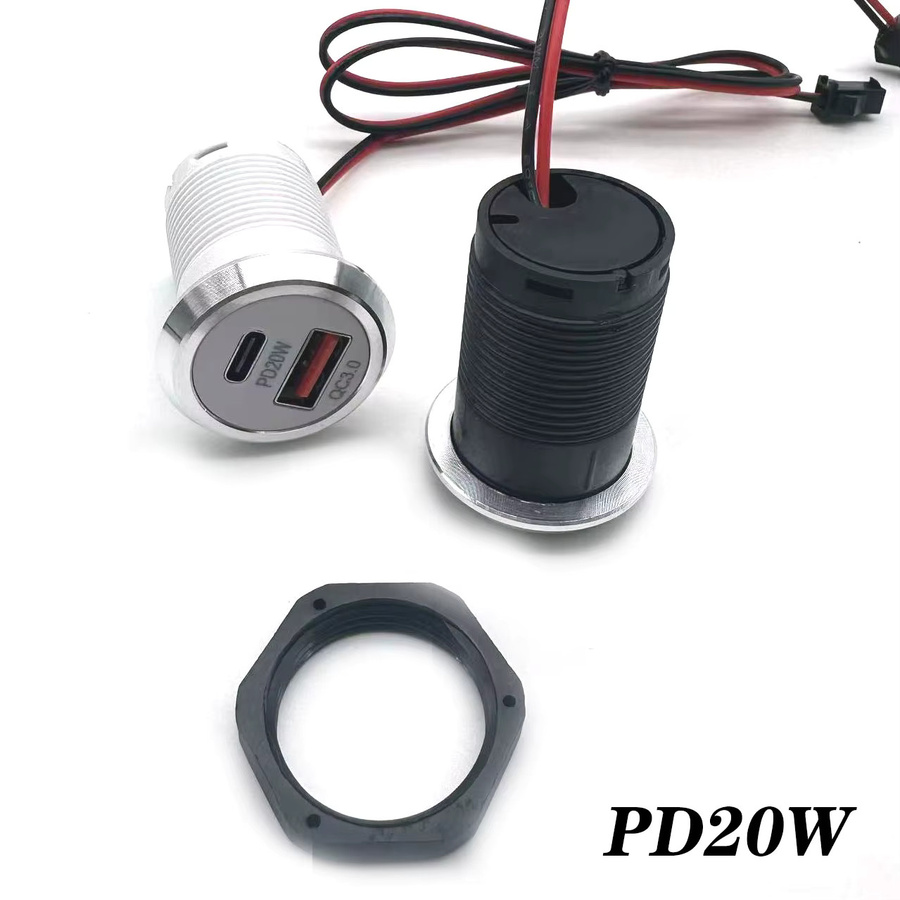 ZHONGSHANQIANYU Desktop-USB-Ladegerät in Schwarz mit integrierter Steckdose, 1 USB-A und 1 Typ-C Anschluss, Mini-Schnellladegerät mit 9V/2A und 5V/3A - Bild 2