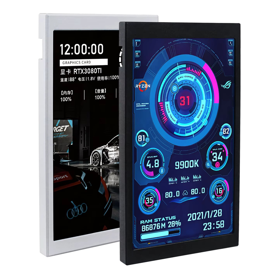 TURZX 5,2 Zoll Smart Screen Sekundärbildschirm mit USB-C-Schnittstelle für CPU GPU RAM zur Anzeige von Systemdaten, unterstützt Windows 10 und 11, Auflösung 1280x720 - Bild 1