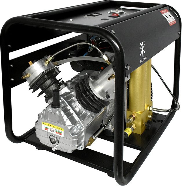 TUXING Hochdruck-Tauchkompressor PCP Luftkompressor 300 Bar 4500 Psi mit eingebautem Filter und Auto-Stopp für 6,8L Tauchflaschen in Schwarz - Bild 1