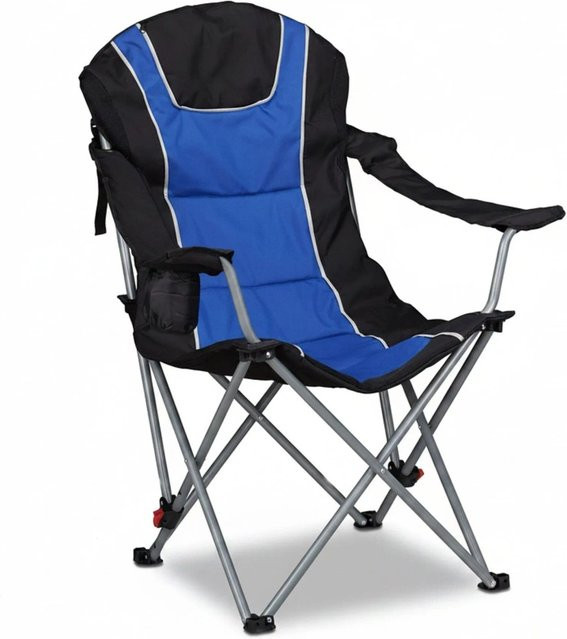 Relaxdays Campingstuhl aus Stahl in Blau mit Polsterung und Armlehnen, H x B x T: 108 x 90 x 72 cm - Bild 1