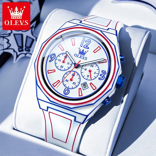 OLEVS Chronograph, Quarz, Silikonarmband, Herren - Bild 1