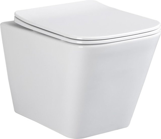 sanicomfort Hänge-WC Set Aliki Square in Weiß aus Sanitärkeramik mit spülrandlosem Tiefspüler und Soft-Close WC-Sitz