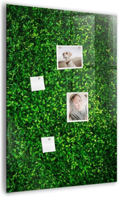 Tulup Magnetische Glassboard Beschreibbare Magnettafel Weiß mit Blättern der Zaunpflanze B: 100 cm, H: 70 cm - Bild 1