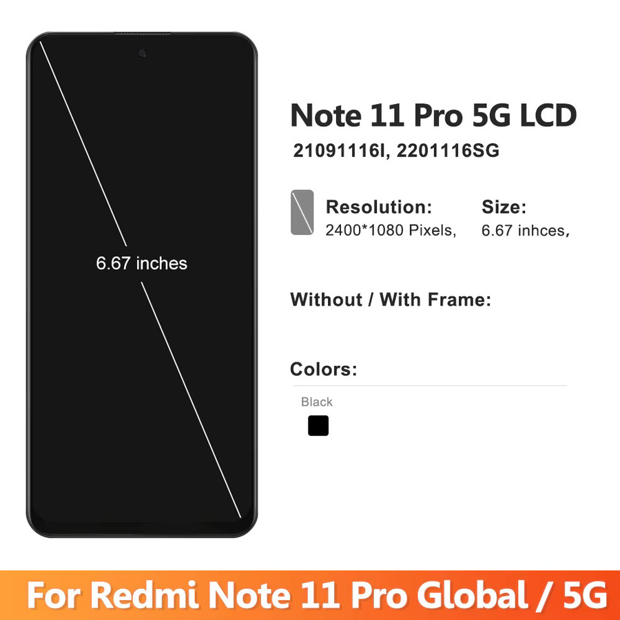 Xiaomi Redmi Note 11 Pro 5G Super AMOLED LCD Display Touchscreen Digitalisierer Baugruppe in Schwarz - Bild 1