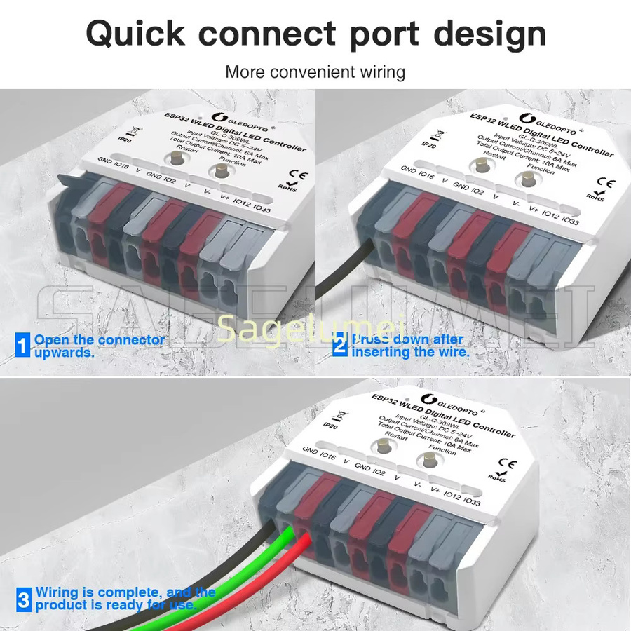 GLEDOPTO ESP32 Mini WLED LED Controller mit Mikrofon für Musik und dynamische Modi, kompatibel mit WS2811, WS2812, SK6812, TM1814, WS2813 und WS2815 LED Streifen - Bild 2