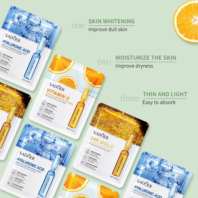 SADOER Gesichtsmaske, Vitamin C, Hyaluronsäure, Unisex - Bild 2
