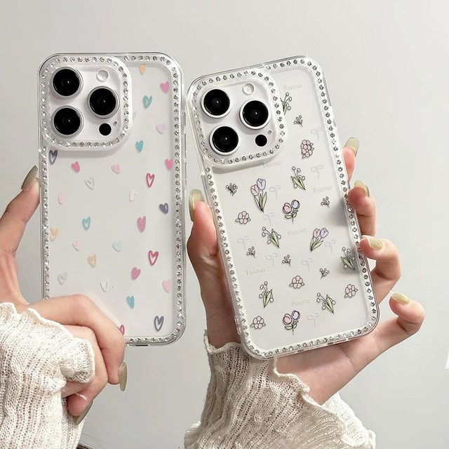 Caynes Transparente Handyhülle mit Rosa Tulpenblume für iPhone 11 bis iPhone 17 Pro Max, Luftstoßfeste Kunststoff-Schutzhülle - Bild 1