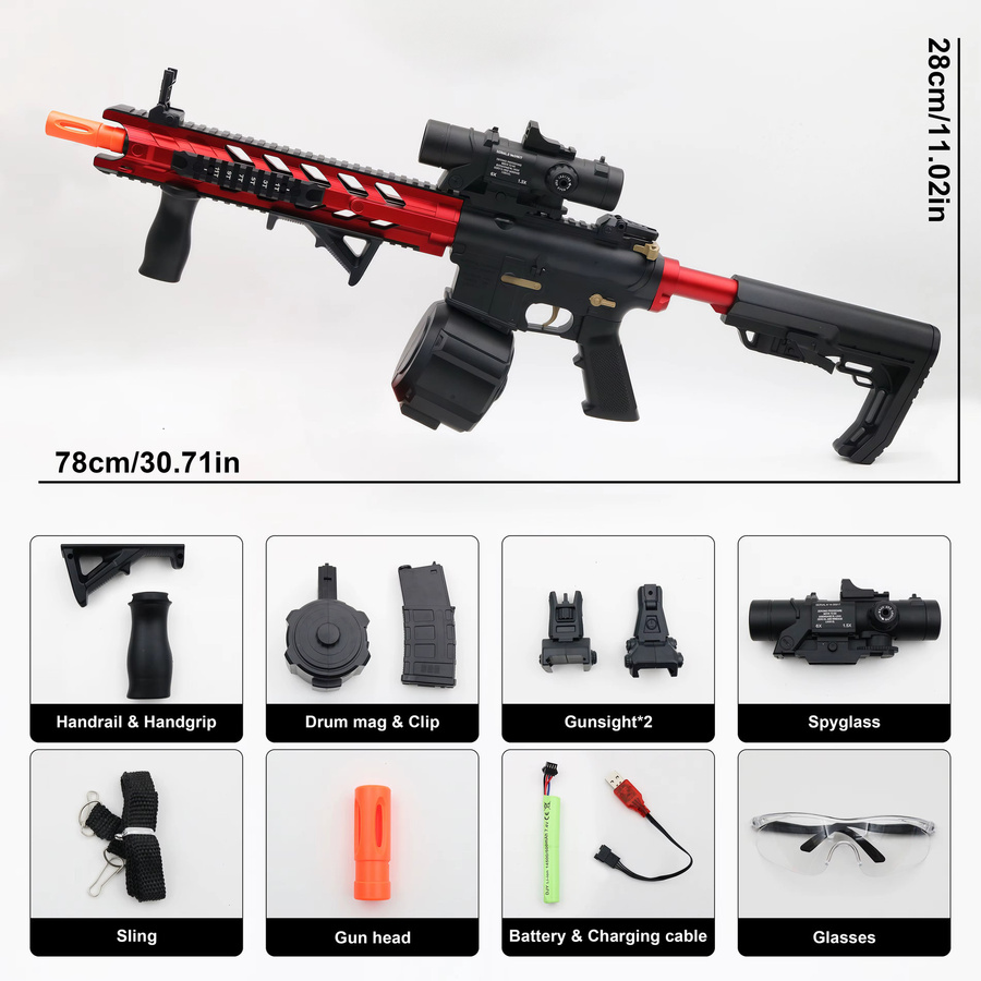 M416 Elektrische Gel-Ballblaster-Spielzeugpistole, manueller/automatischer Modus, wiederaufladbar - Bild 3