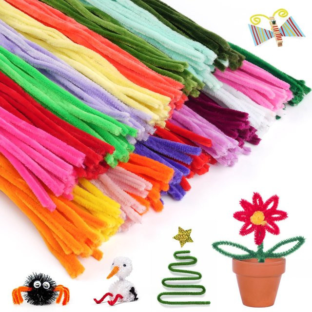 Frequeback Chenille Stems Basteldraht in Bunt und Weiß für DIY Bastelarbeiten und Dekorationen - Bild 1