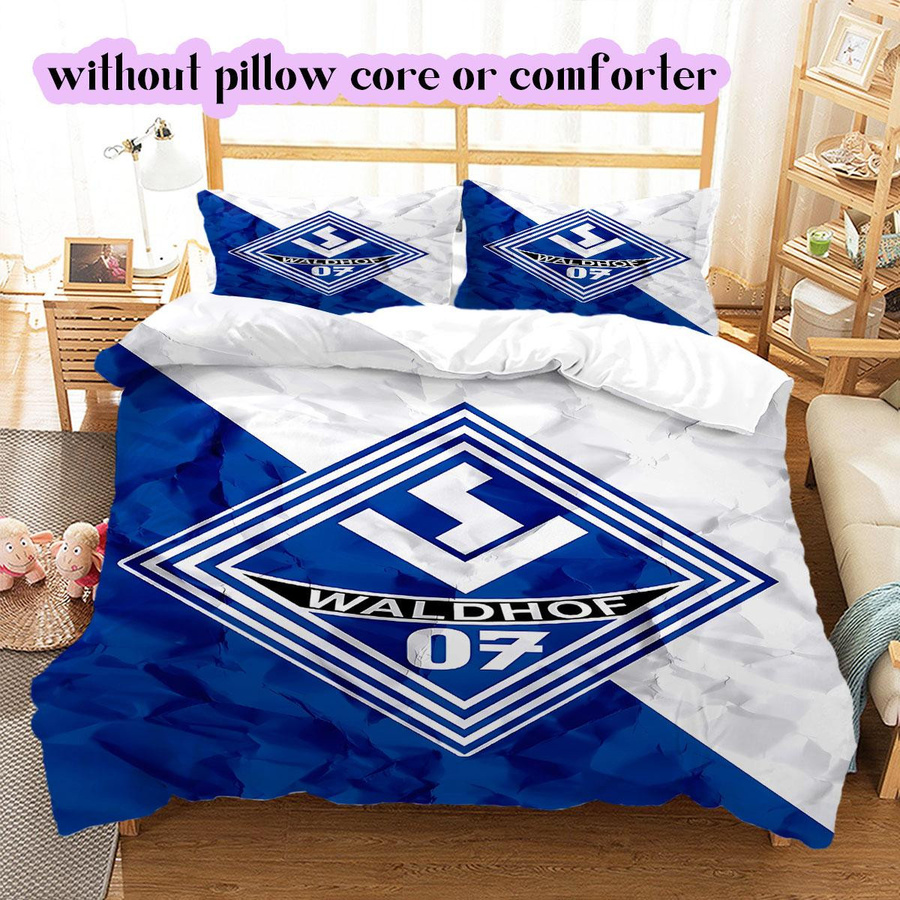 Lalilata Home SV Waldhof Mannheim 07 Muster Bettwäsche Set in Blau und Weiß mit Reißverschluss, 1 Bettbezug und 2 Kissenbezüge, B/H: 155 x 200 cm - Bild 3