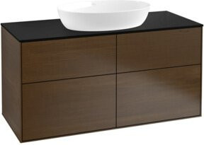 V&B Waschtischunterschrank Finion mit Wandbeleuchtung in Walnuss Furnier, Breite: 120 cm, Tiefe: 50,1 cm - Bild 1