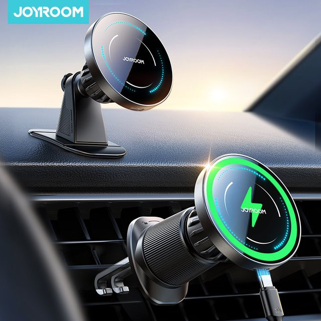 Joyroom Magnetische Auto-Handyhalterung mit kabelloser Ladefunktion für Armaturenbrett und Lüftungsschlitz, Schwarz, JR-ZS502 - Bild 1