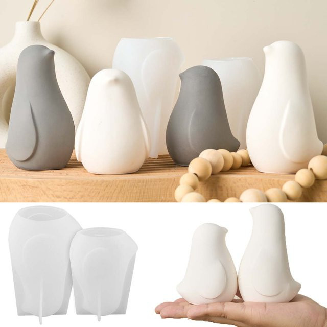 Silikonform für 3D Vogel Kerzen und DIY Kunsthandwerk Lovebird Design in Weiß - Bild 1