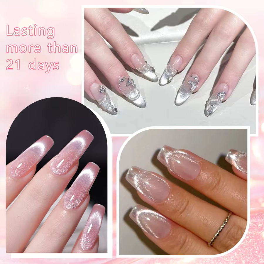 MEET ACROSS Magnetischer Gel-Nagellack mit Katzenaugen-Effekt, 3-teiliges Set - Bild 3