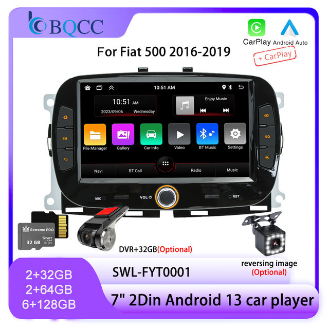 Bqcc Android 13 Autoradio mit 7 Zoll IPS Bildschirm, Quad/Octa Core, GPS, WLAN, Bluetooth und Mirror Link, Schwarz - Bild 1