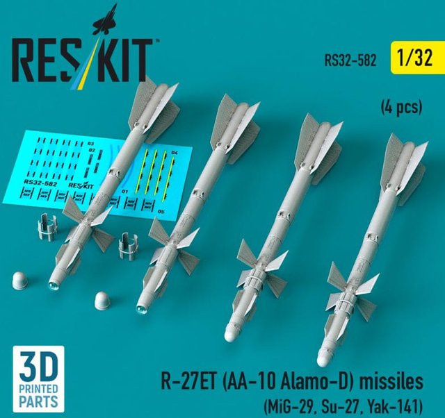 ResKit Models R-27ET AA-10 Alamo-D Missiles, 4-teiliges Set, 1:32 - Bild 1