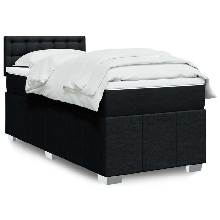 vidaXL Boxspringbett mit Matratze Schwarz aus Stoff mit USB-Anschluss und Unterbettbeleuchtung B/T/H: 90 x 190 cm - Bild 2