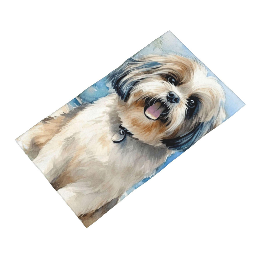 Saugfähiges Baumwollhandtuch für Hunde mit Shih Tzu Strand Motiv, schnelltrocknend, Farbe: Weiß, B: 30 cm, H: 60 cm - Bild 3