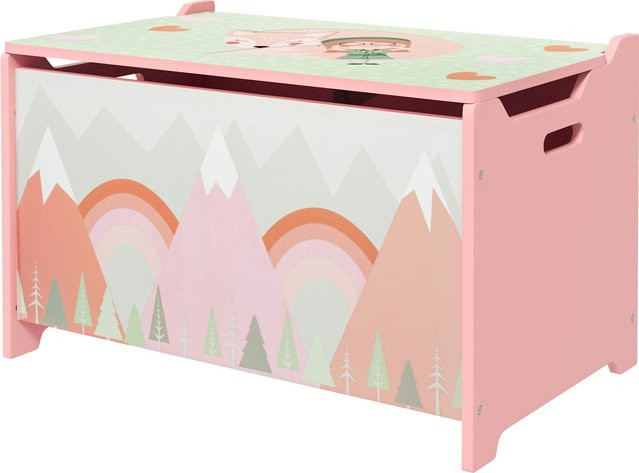 ZONEKIZ Spielzeugkiste mit Tierdesign und Sicherheitsscharnier, Aufbewahrungsbox für das Kinderzimmer, Rosa, B/T/H: 60 x 37 x 39 cm, Aosom - Bild 1