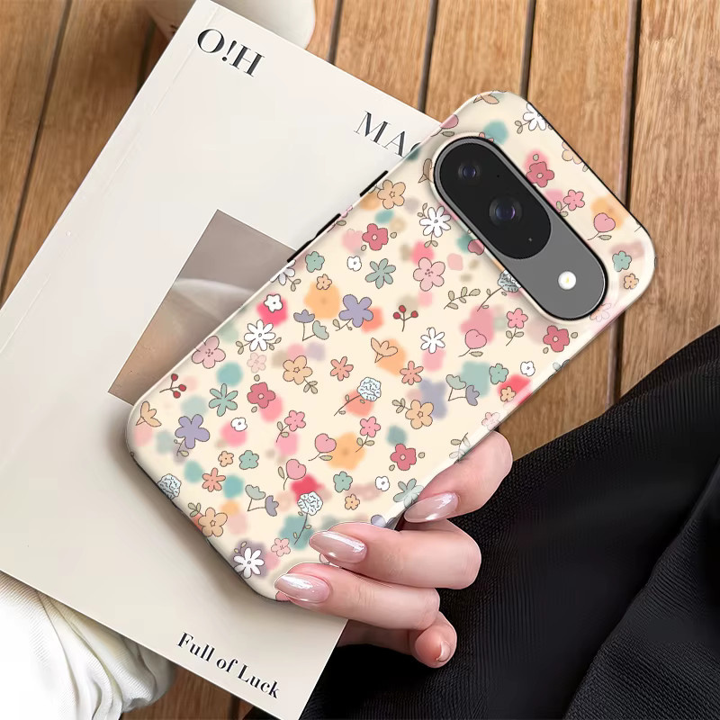 Fcicicase Dual Layer Matte Handyhülle mit niedlichem Blumenmuster für Google Pixel 9, Multicolor - Bild 3