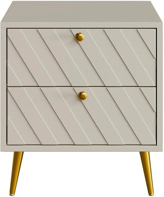 Nachttisch Teoda von Vente-unique in Beige im Art Deco Design, Höhe: 45 cm - Bild 1