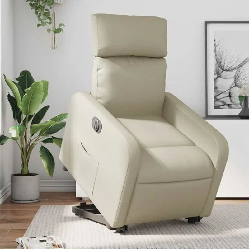 Elektrischer Relaxsessel mit Aufstehhilfe von vidaxl in Beige aus Kunstleder - Bild 1
