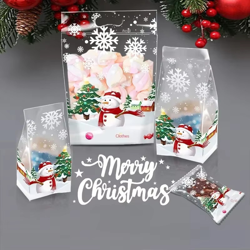 50 Stück Schneemann Süßigkeiten Beutel Transparent für Weihnachts- und Winterparty Dekoration sowie zum Backen von Cookies - Bild 2