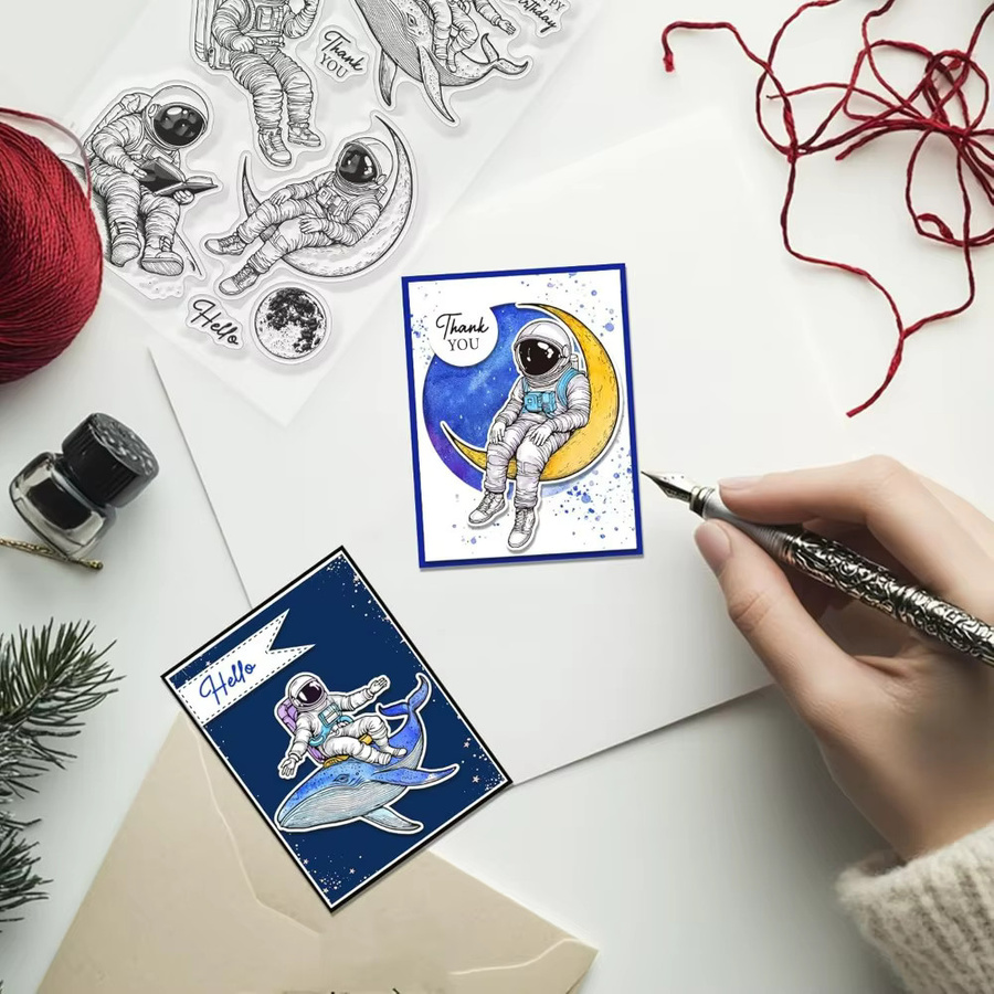 Transparenter Astronaut und Wal Stempel für DIY Scrapbooking und Fotoalben - Bild 3