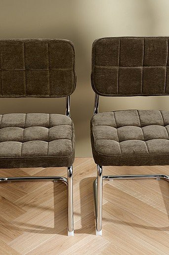 Jotex HEDEN Stuhl im 2er-Pack modern in Grün und Braun mit Stoffbezug - Bild 1